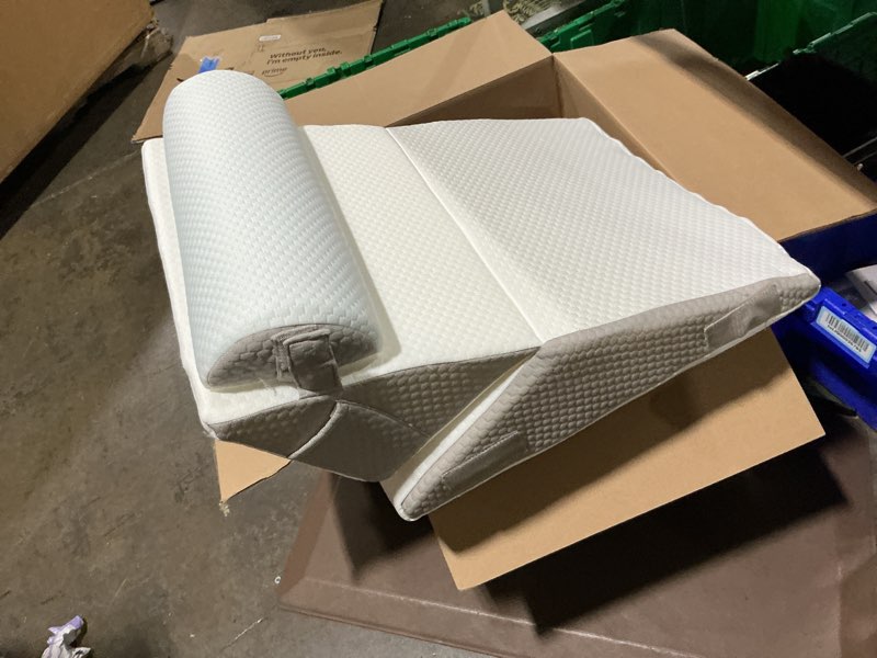 Condition photo showing Good Condition for bieezzk wedge pillow set for after surgery, wedge pillow for acid reflux, bed wedge pillow with adjustable 9&12inch for headboard,sleeping, orthopedic memory foam for neck&back support, white/grey adjustable wedge+1 pillow white/grey