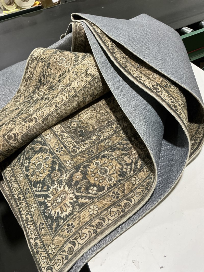 Condition photo showing Good Condition for champlant washable area rug 8'x10' retro boho design non-shedding non-slip easy care ideal for high traffic areas in living room bedroom office coffee table kitchen large carpet rust-colored flowers 8' x 10' (rectangular)