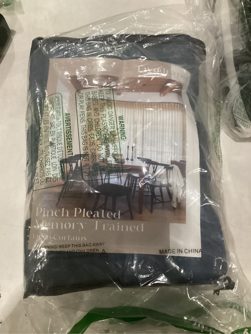 Condition photo showing Good Condition for 80 inch pinch pleated linen curtains 2 panels set for living room bedroom boho farmhouse light filter navy blue indigo semi sheer back tab pinch pleat with hooks rings window curtain 80 inches long navy 40"w x 80"l (pack of 2)
