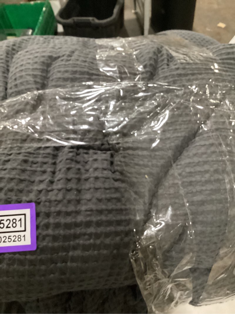 Condition photo showing Good Condition for hymokege queen comforter set seersucker 7 pieces, all season luxury bed in a bag for bedroom, bedding set with comforters, sheets, pillowcases & shams, dark grey queen(88"x 88") dark grey