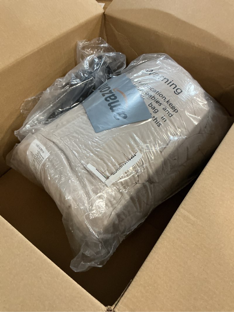 Condition photo showing As Is for Andency Khaki Comforter Full Size, Boho Beige Soft Fluffy Tan Warm Lightweight Bedding Comforter Sets for Full Bed, 3 Pieces Taupe Chevron Tufted Aesthetic Microfiber Lightweight Comforter Bed Set 09 - Khaki Full (79"x90")