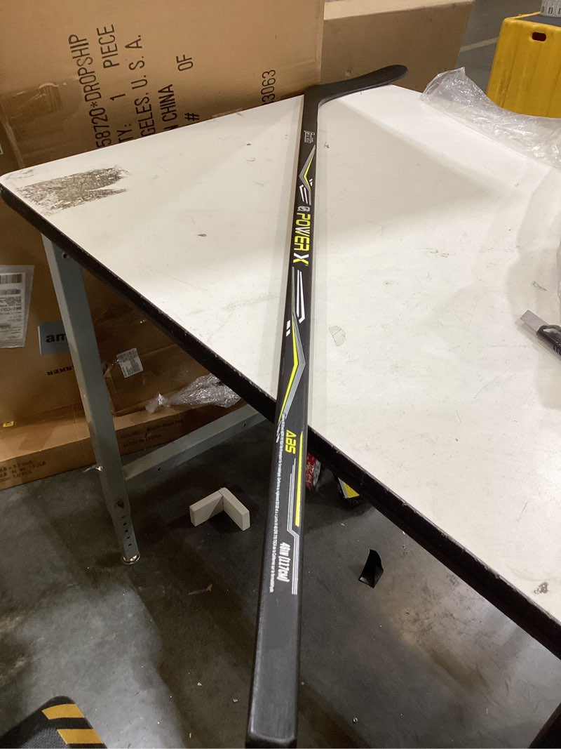 Condition photo showing As Is for franklin sports street hockey sticks - ambush junior street hockey stick - wood and fiberglass shaft - abs blade - one piece stick - 46", 52", 58" black/yellow - power 52" right shot