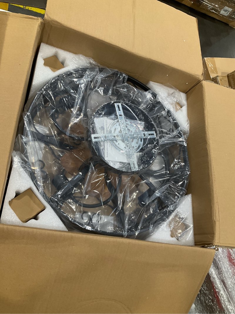 Condition photo showing Good Condition for rustic black caged flush mount ceiling fans with lights and remote vintage low profile bladeless ceiling fan, reversible motor, e26 bulbs, 6 speeds,for farmhouse, living room, and bedroom black (with bulbs)