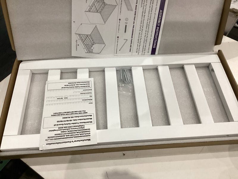 Condition photo showing Good Condition for toddler safe guardrail compatible with delta children convertible crib, crib rail for prevent toddler from rolling off the bed, white