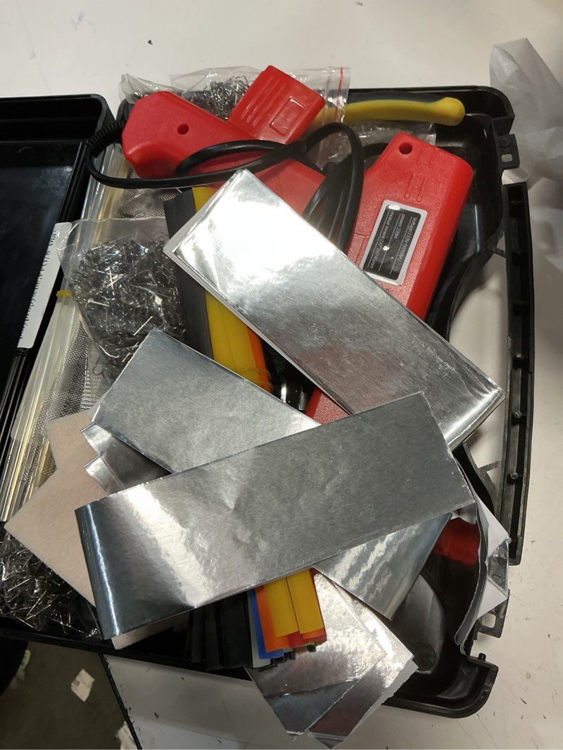 Condition photo showing Good Condition for upgraded 220w plastic welder, 2 in 1 plastic welding kit plastic repair welder kit 1000pcs hot stapler soldering gun with 100pcs plastic welding rods car bumper repair kit for most plastic repair red