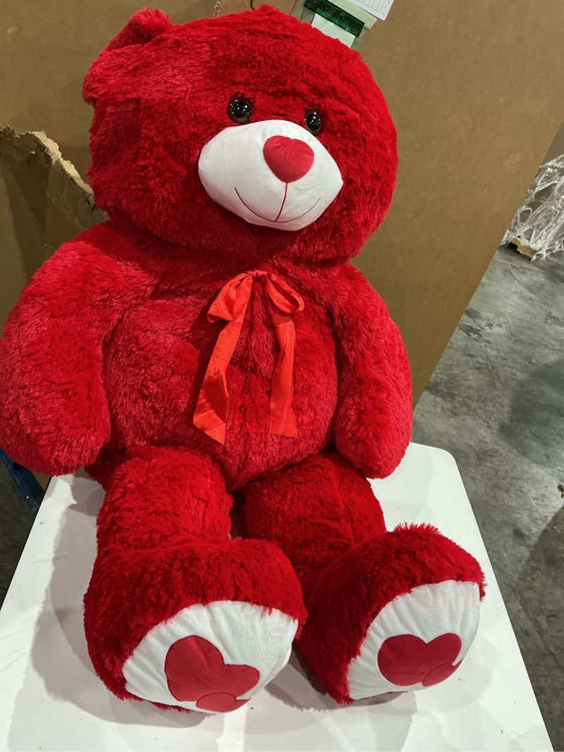 Condition photo showing Good Condition for tezituor large teddy bear stuffed animal 47" - big teddy bear with love red heart - giant stuffed bear plush toys for kid christmas birthday - valentines bear gift for girlfriend, red red 4 feet