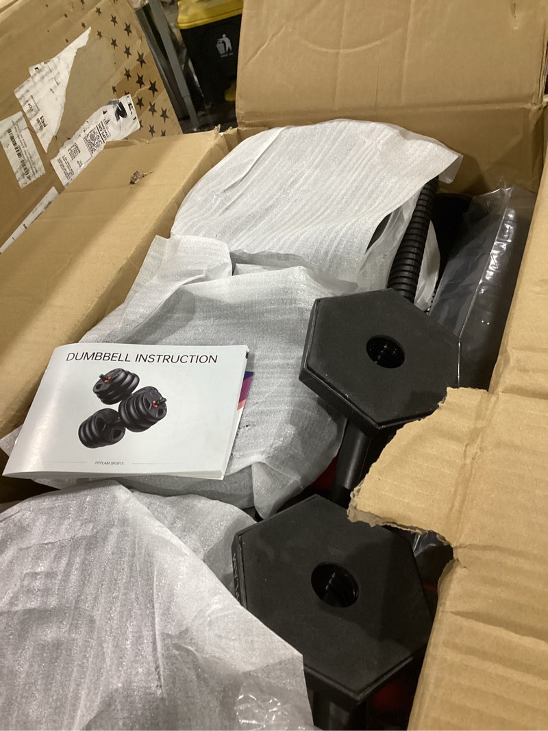 Condition photo showing As Is for adjustable dumbbells, 20/30/45/70/90lbs free weight set with connector,5 in1 dumbbells set used as barbell,kettlebells,push up stand,fitness exercises for home gym suitable men/women 45lb(22.5lb pair)