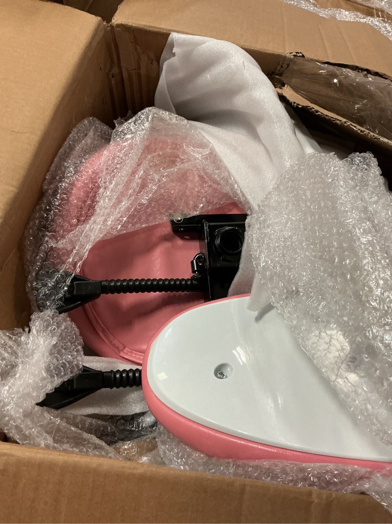 Condition photo showing As Is for antlu saddle stool rolling chair with back support,esthetician tattoo dental lash chairs for eyelash tech massage salon(pink,with backrest) pink adjustable backrest