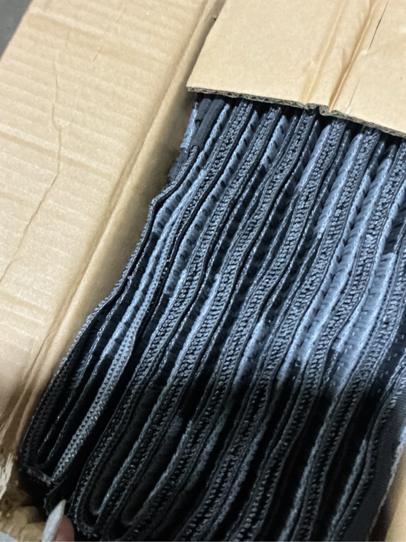 Condition photo showing Good Condition for sand mine waterproof outdoor rug 9x18 ft, plastic reversible rug, modern area rug, large floor mat for outdoors, rv, patio, backyard, deck, picnic, beach, camping, black grey lattice black & grey 9' x 18'