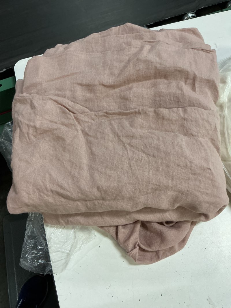 Condition photo showing Good Condition for european linen duvet cover, king/cal king, dusty mauve quince