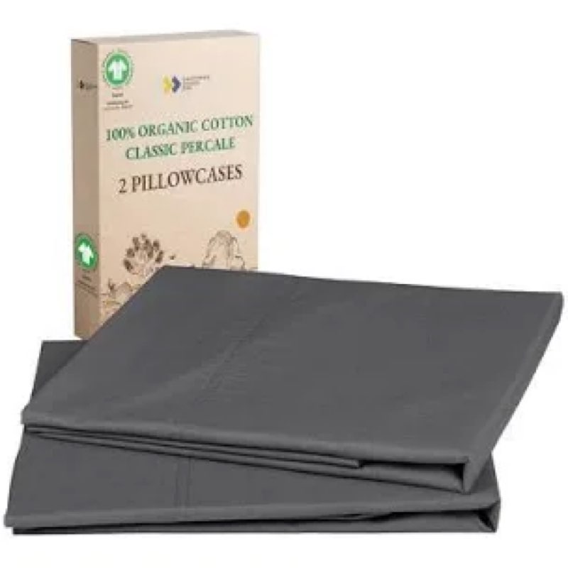 california design den 100% organic cotton pillow cases queen/standard set of 2, soft & crisp percale