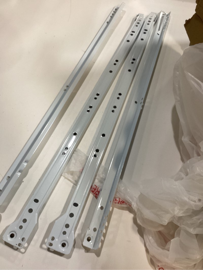Condition photo showing Good Condition for Prime-Line MP7211 Drawer Slide Kit – Replace Drawer Track Hardware – Self-Closing Design –Fits Most Bottom/ Side-Mounted Drawer Systems –17-3/4 In. Steel Tracks, Plastic Wheels, White (1 Pair)