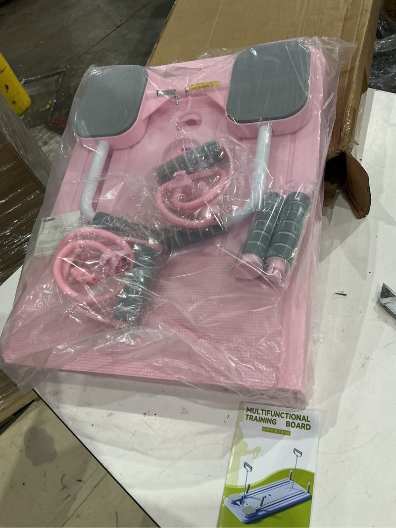 Condition photo showing Good Condition for pilates board - 2024 pilates reformer set, multi-purpose foldable pilates reformer board for home, 5in1 pilates sliding board (pink color)