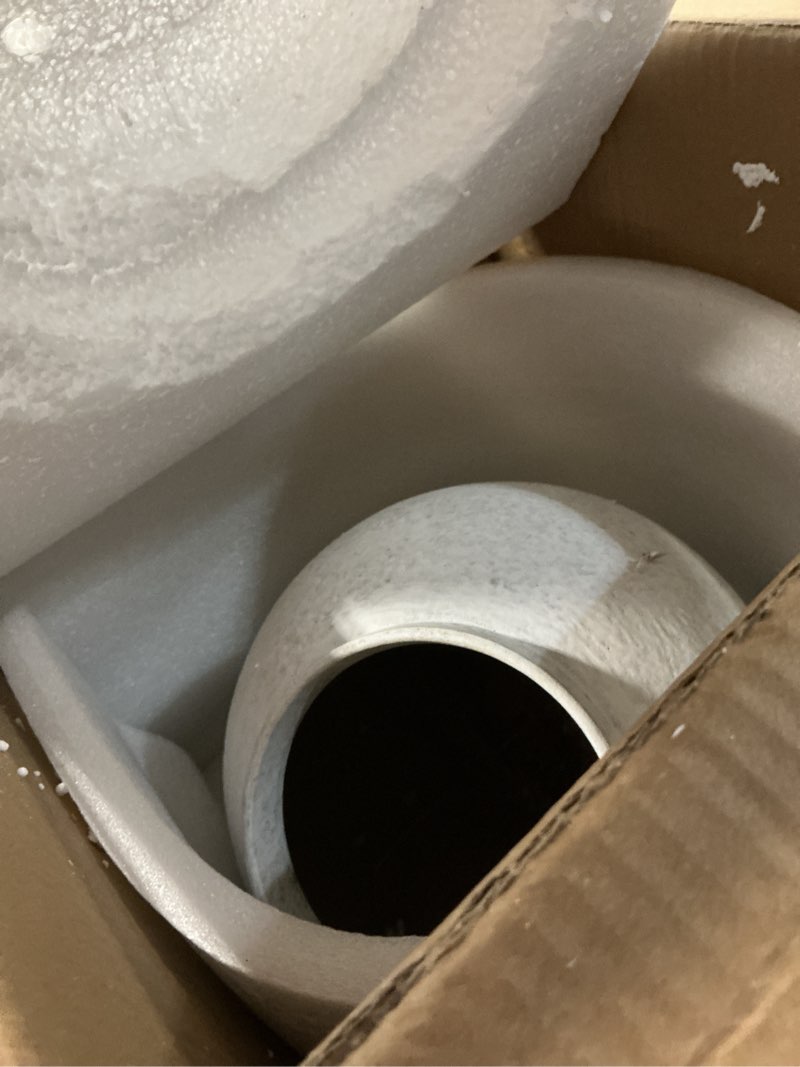 Condition photo showing Good Condition for ceramic large rustic round vase-11.8" beige pottery textured vase-big terracotta vase large vases for decor living room, table centerpiece, farmhouse decor, bedroom, bathroom-(off-white)