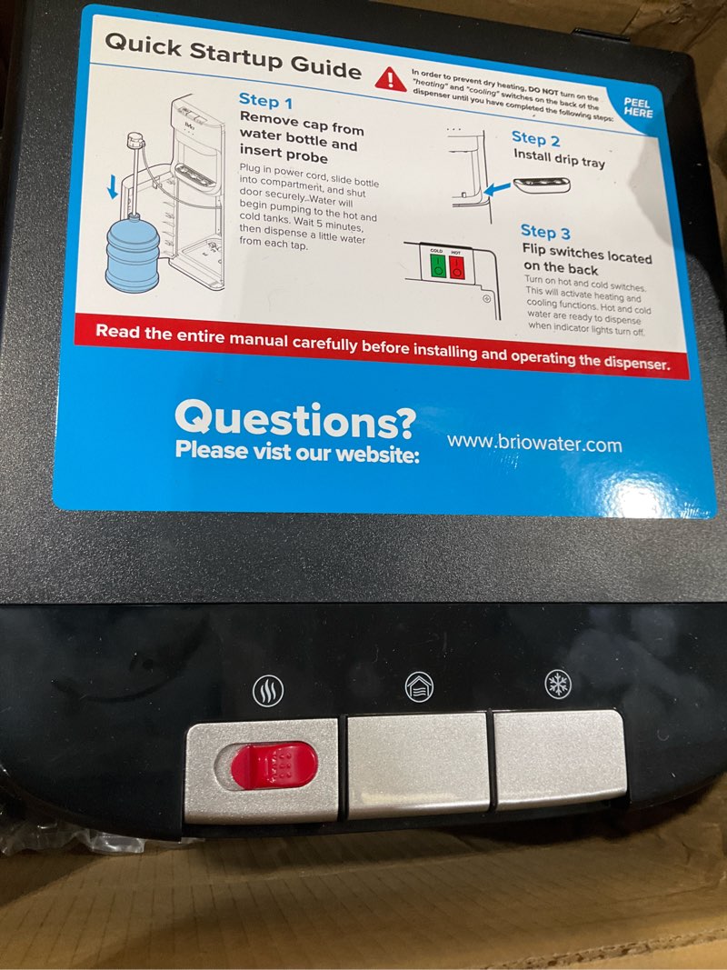 Condition photo showing Good Condition for Brio Bottom Loading Water Cooler Dispenser for 5 Gallon Bottles - 3 Temperatures with Hot, Room & Cold Spouts, Child Safety Lock, LED Display with Empty Bottle Alert, Stainless Steel