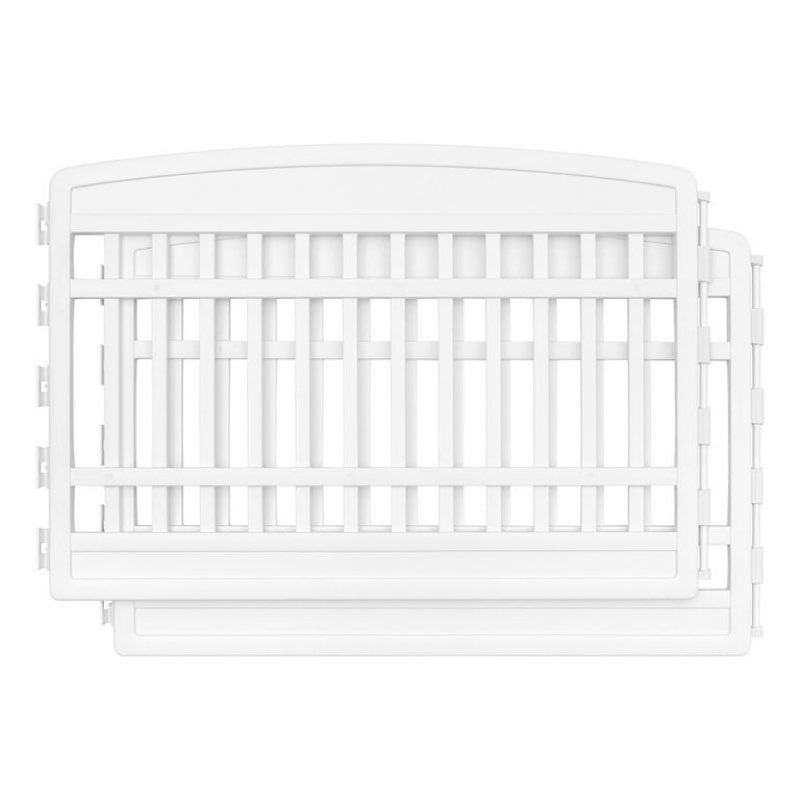 iris usa 24'' pet playpen 2 panel add-on, dog playpen, puppy small medium dogs, heavy-duty molded plastic, rust-free, customizable, white