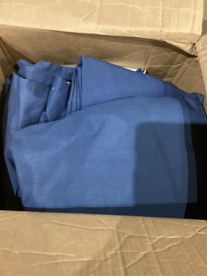 Condition photo showing Good Condition for Dark Blue Linen Blackout 120 Inch Curtains for Living Room 2 Panels Set Pinch Pleated Back Tab Drapes Farmhouse Thermal Insulated Full Black Out Curtains 120 Length High Ceiling to Floor Indigo Navy Navy 40"W x 120"L (Pack of 2)