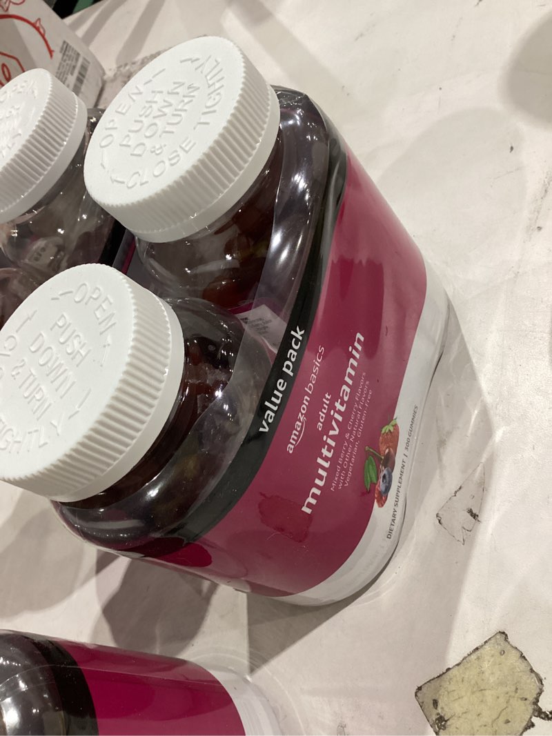 Condition photo showing Good Condition for Amazon Basics Adult Multivitamin Gummies, Mixed Berry & Cherry, 150 Gummies, 75-Day Supply, Pack of 2 (Previously Solimo) 150 Count (Pack of 2)