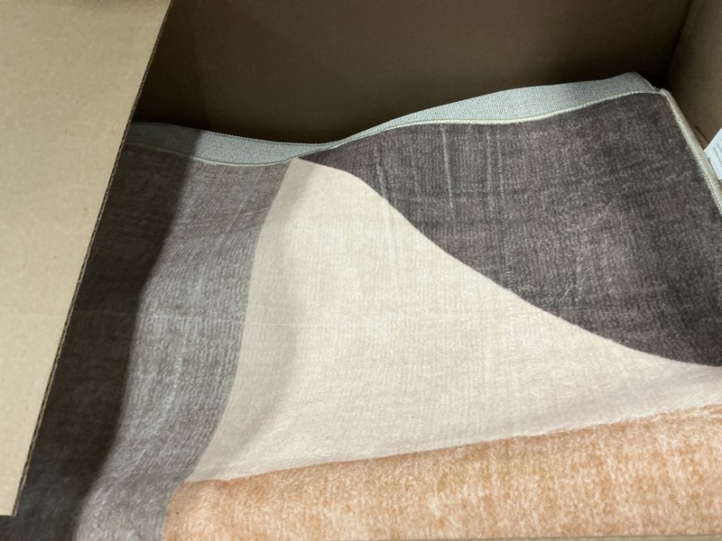 Condition photo showing Good Condition for homfine washable area rug - geometry style modern rugs for living room, bedroom, machine washable rug soft non slip non shedding area rug - grey brown, 6'x9' grey/brown 6'x 9'(rectangular)