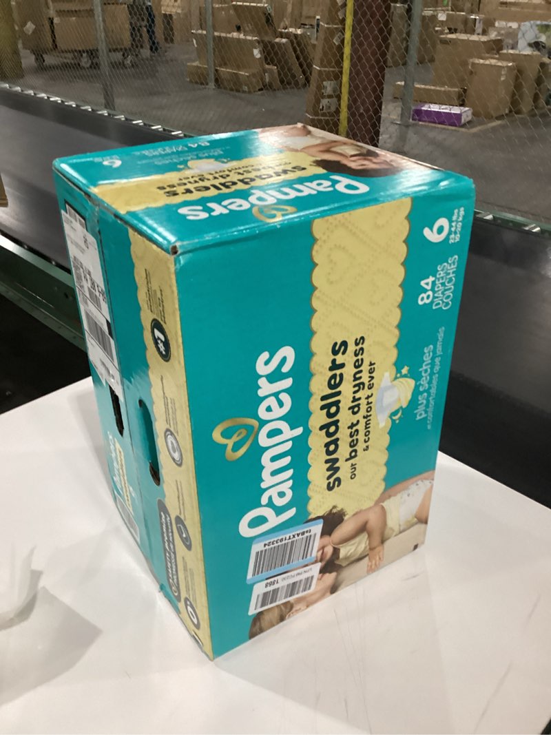 Condition photo showing New/Like New for Pampers Swaddlers Diapers, Size 6 (23-44 lbs), 84 Count, Absorbent, Keeps Baby Dry and Comfortable, Skin Safe Disposable Baby Diaper (Packaging May Vary) Size 6 84