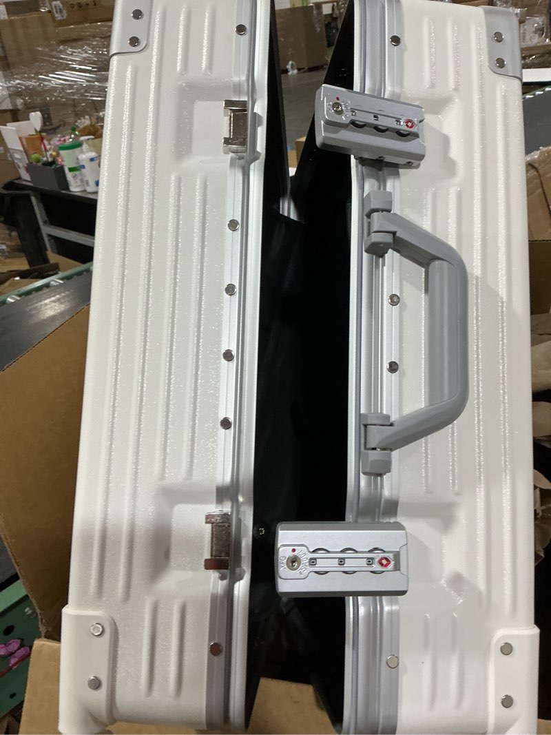 Condition photo showing Good Condition for hotway carry on luggage with aluminum frame, 20 inch pc hard shell suitcase with spinner wheels and tsa lock, lightweight luggage for travel (22x14x9 airline approved) white (pc+aluminum) carry on 20inch