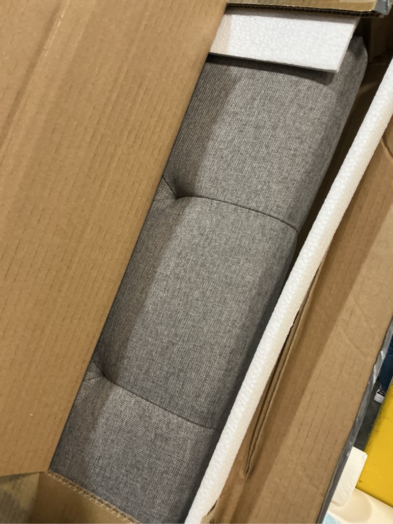 Condition photo showing Good Condition for lucid mid-rise upholstered headboard - adjustable height from 34” to 46”, queen, stone (b07jx875yj)