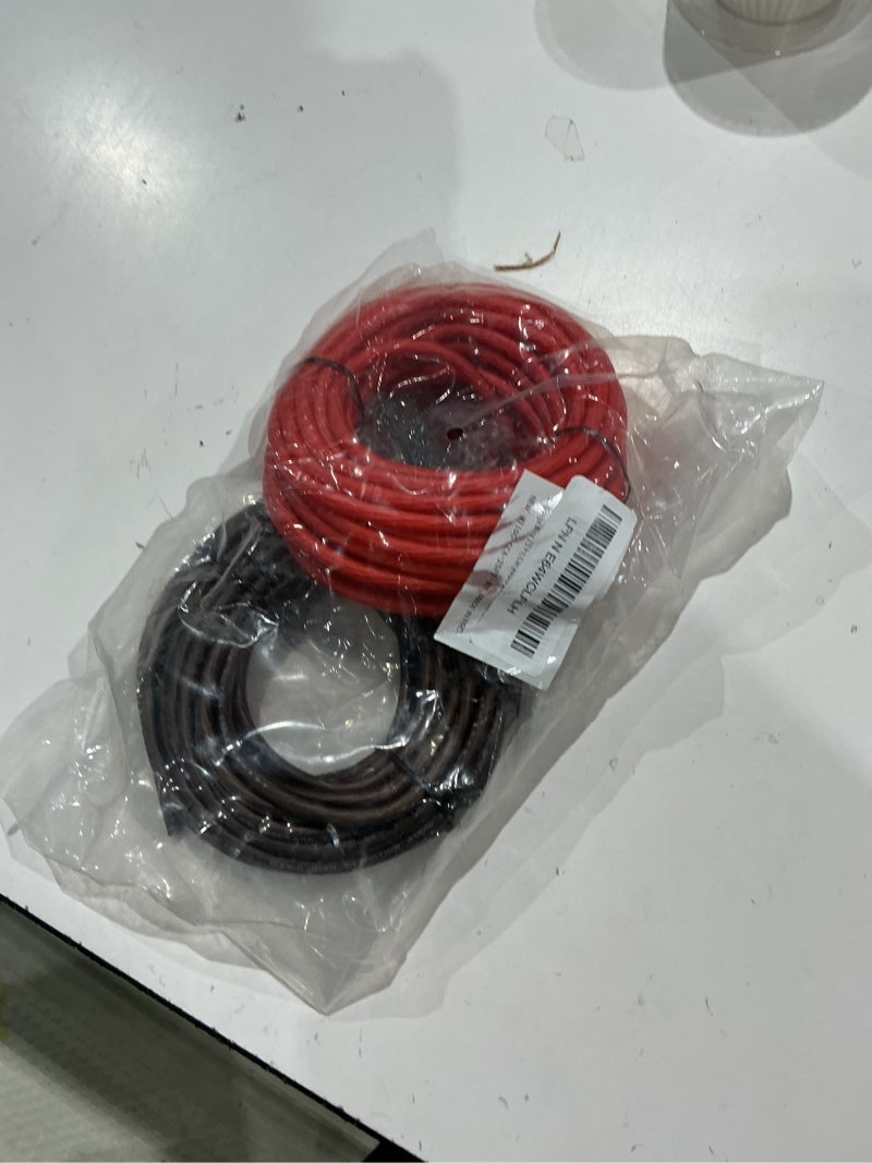 Condition photo showing Good Condition for 10 gauge wire (25ft each, red/black), copper clad aluminum, low voltage automotive wiring, battery cable, 10awg, car audio, car amplifier power or ground cable, 10 heat shrink tubing 25ft black+red