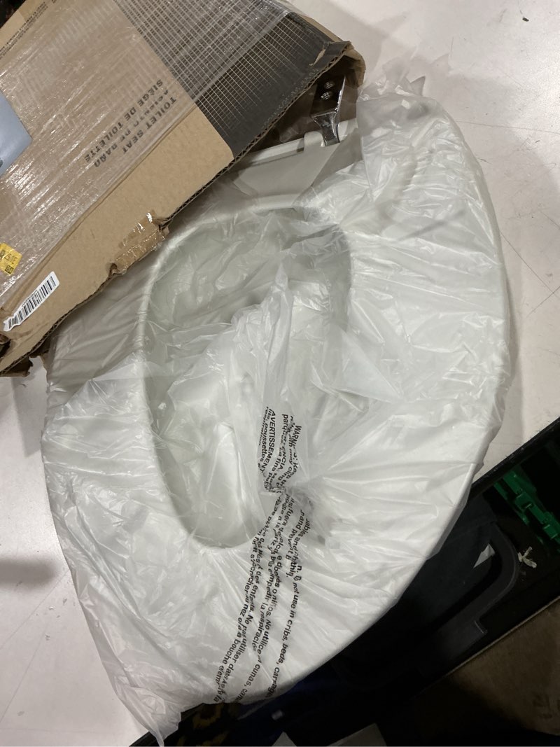 Condition photo showing As Is for bemis 1000cpt paramont heavy duty oversized closed front toilet seat with 1,000 lb weight limit will never loosen & reduce call-backs, round/elongated, plastic, white