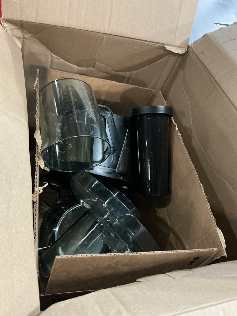 Condition photo showing As Is for juicer machines, 1200w juicer with 3" feed chute for whole fruits and vegs, dual speeds centrifugal juice extractor, heavy duty full copper motor, 35oz large juice jug, stainless steel black