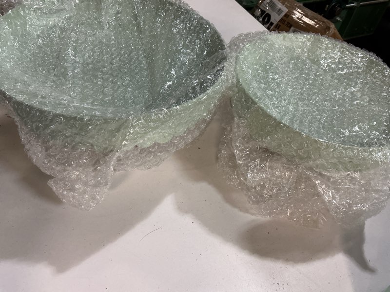Condition photo showing Good Condition for Boston International Cake Stand Set – Scalloped Pedestal Stands for Cakes, Desserts, Cupcakes & Pies for Weddings, Parties & Special Occasions, Set of 2, Sage