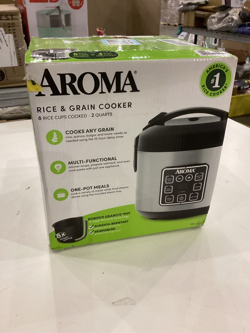 Condition photo showing New/Like New for AROMA® 8-Cup (Cooked) / 2 Qt. Digital Rice & Grain Multicooker, Durable Nonstick Inner Pot, Oatmeal, Steam, White & Brown Rice, Keep Warm Classic 4 Cup Uncooked