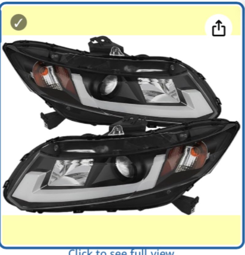 Spyder Auto Spyder 5076519 Honda Civic 2012-2014 Projector Headlights (does not fit the 2014 Civic coupe) - Light Bar DRL - Black - High H1 (Included) - Low H1 (Included)