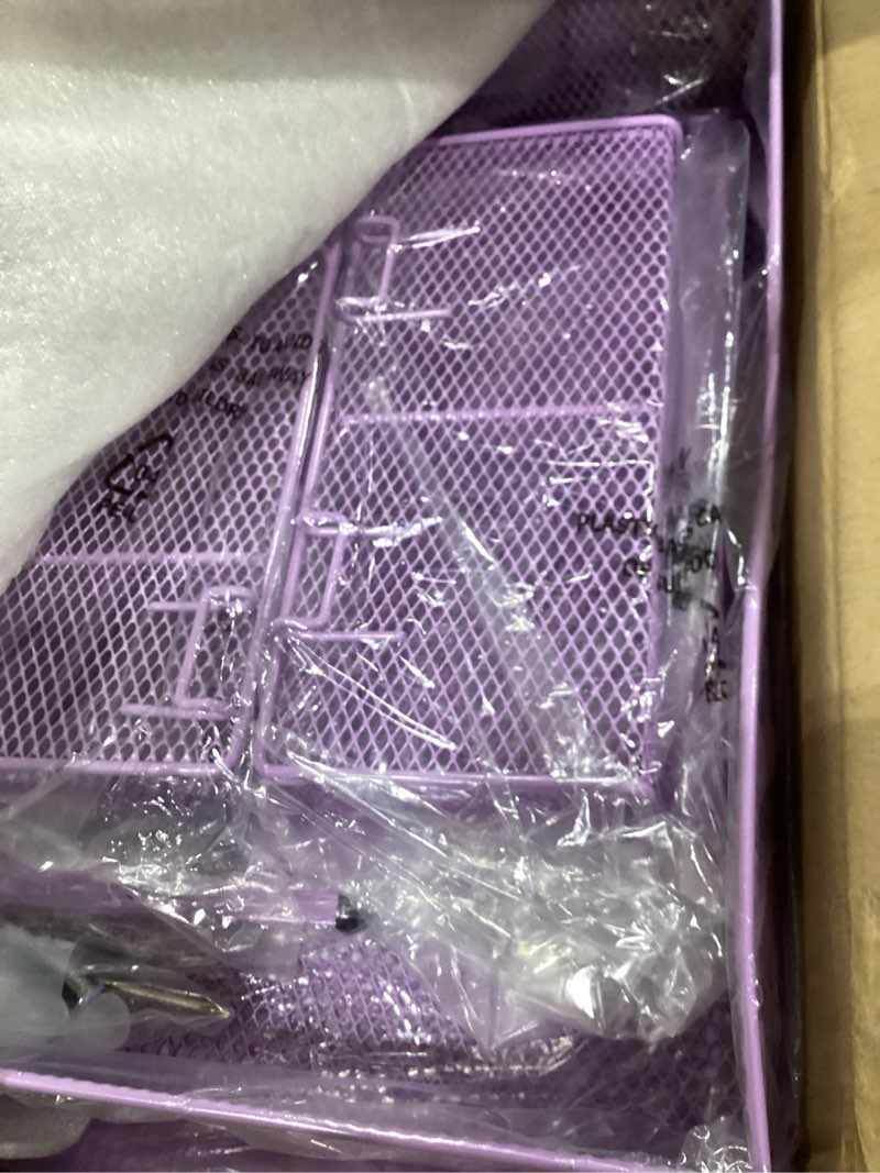 Condition photo showing Good Condition for spacrea desk organizer and accessories, computer monitor stand riser with drawer and 1 open pen holder, printer & laptop stand, office desk accessories for home office supplies (purple) purple - metal drawer