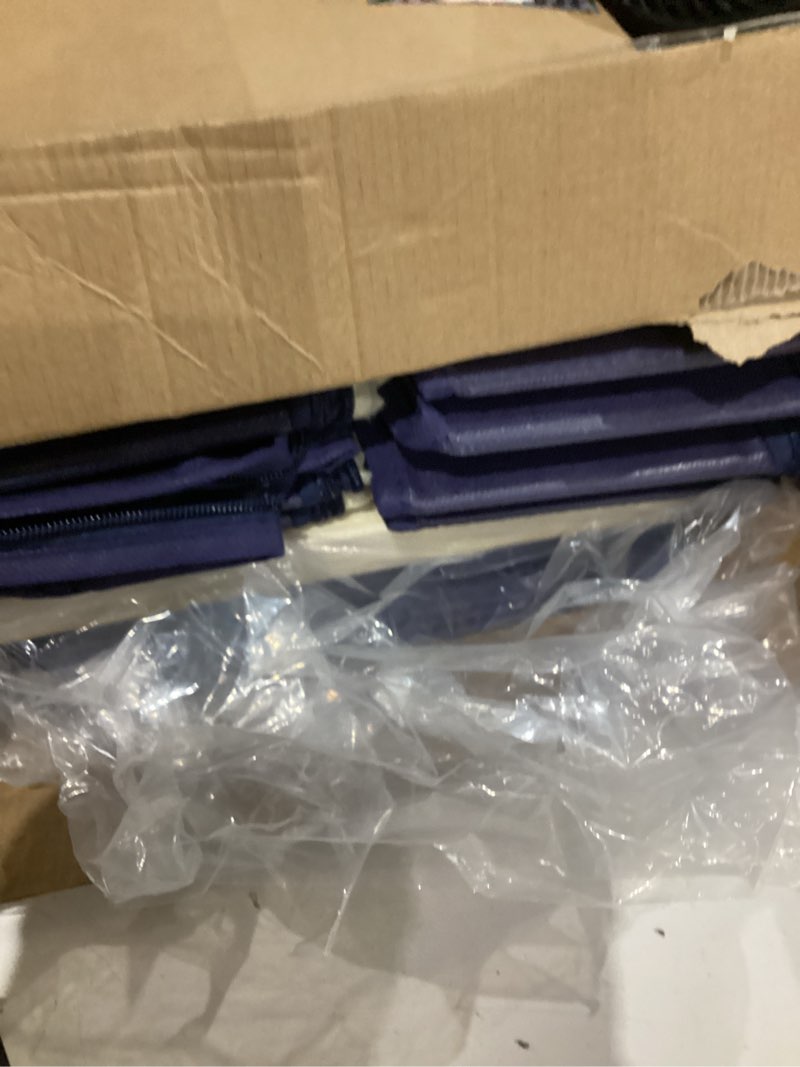 Condition photo showing As Is for Dolicer 2 Pack Under Bed Storage with Wheels, 6in-10in Height Adjustable Underbed Storage Containers, 92L XXXL Under Bed Drawers Rolling Bin with Clear Lids for Dorm Shoes Clothes Organizers(Blue) Blue White 2 Pack