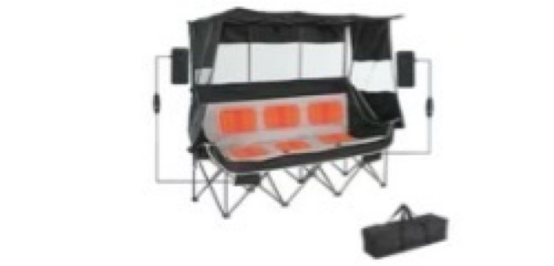 Nice C Heated 3 Person Camping Chair with Canopy, Heated Double Camping Chairs with Battery, Portabl