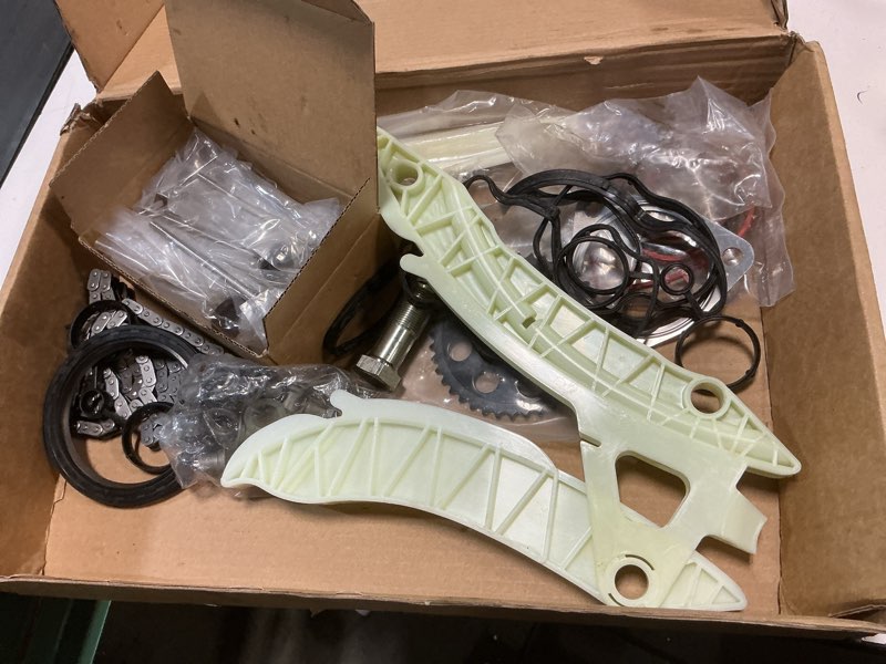 Condition photo showing As Is for javouka engine timing chain kit w/sprocket & head gasket set with bolts & intake air-out valve, for mini cooper r55 r56 2007-2012#oe 20606049609 9815416 es72451 1134754718 11347587470 11314609483 20606049609 206 06049 609 9815416