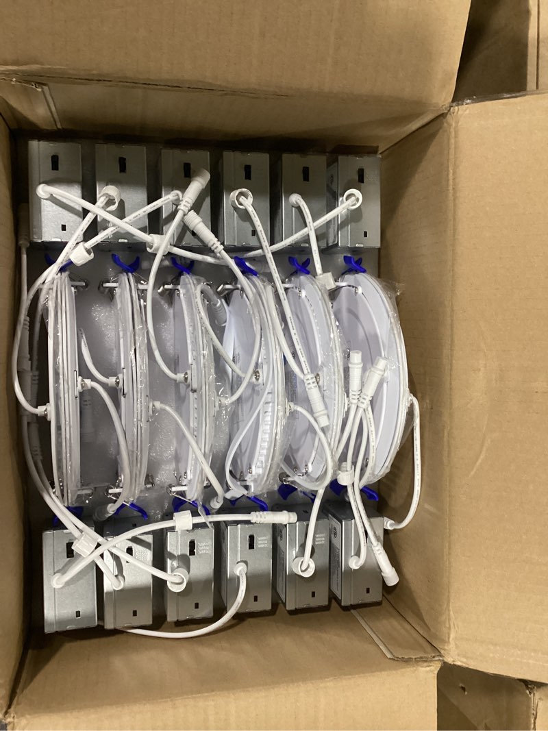 Condition photo showing New/Like New for Ensenior 12 Pack 6 Inch LED Recessed Light, Dimmable, 3000K-5000K 3CCT, 1200LM High Brightness, 12W 120V, 3 Pin, ERL-12X-ETL, Damp Rated, Ultra-Thin Canless Wafer Ceiling Light - ETL & FCC & IC 6 Inch 5000k/4000k/3000k - 3cct White