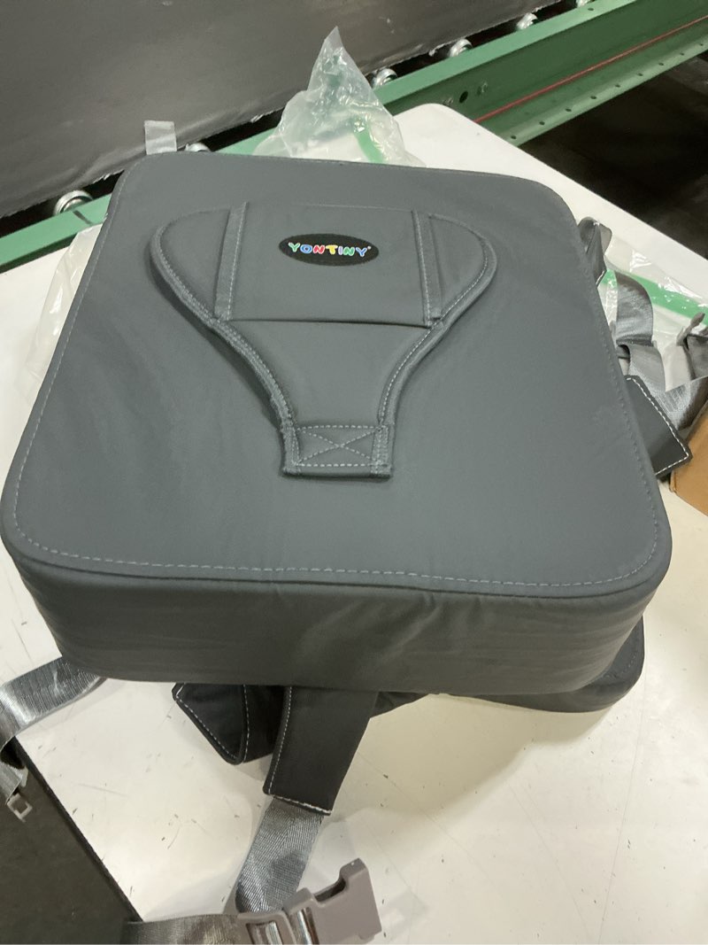 Condition photo showing Good Condition for toddler booster seat for kitchen chair with removable backrest & adjustable straps, pu portable waterproof & non-slip booster seat for dining table, travel child eating cushion - dark grey