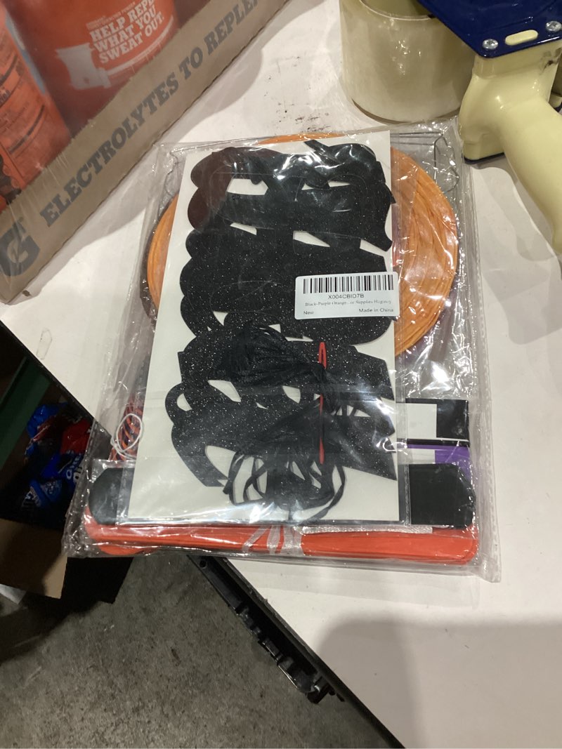 Condition photo showing New/Like New for Black-Purple Orange Halloween Birthday Party-Decorations - 21pcs Happy Banner,Paper Lanterns Honeycomb,Tissue Pom Poms Flower Fan,Kids Classroom Hanging Streamers Garland Decor Supplies Huglony Black Orange Purple