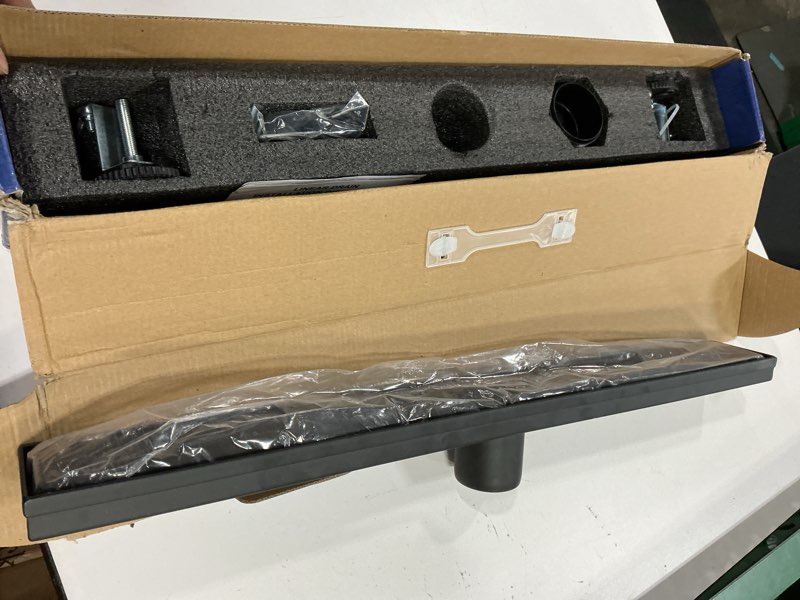 Condition photo showing Good Condition for dlone linear shower drain | 24" aisi 304 stainless steel shower drain, matte black linear drain with tile insert panel & adjustable feet, long rectangle shower floor drain in bathroom, balcony, etc matte black 24 inch