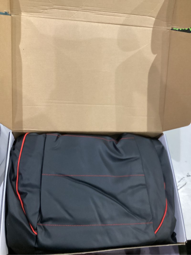 Condition photo showing Good Condition for Car Seat Covers, Quilting Leather Seat Covers Full Set, Waterproof Faux Leather Automotive Seat Covers for Cars, Universal Car Seat Protectors Fit for Suvs, Trucks, Airbag Compatible N4 Black+Red Complete Set (Front + Rear)