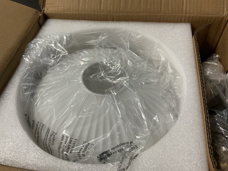 Condition photo showing Good Condition for KCO Lighting Large Milk Glass Pendant Lighting Kitchen Island Brushed Brass Globe Pendant Light Mid Century Modern Hanging Light Fixture Gold White Pendant Light White 30cm