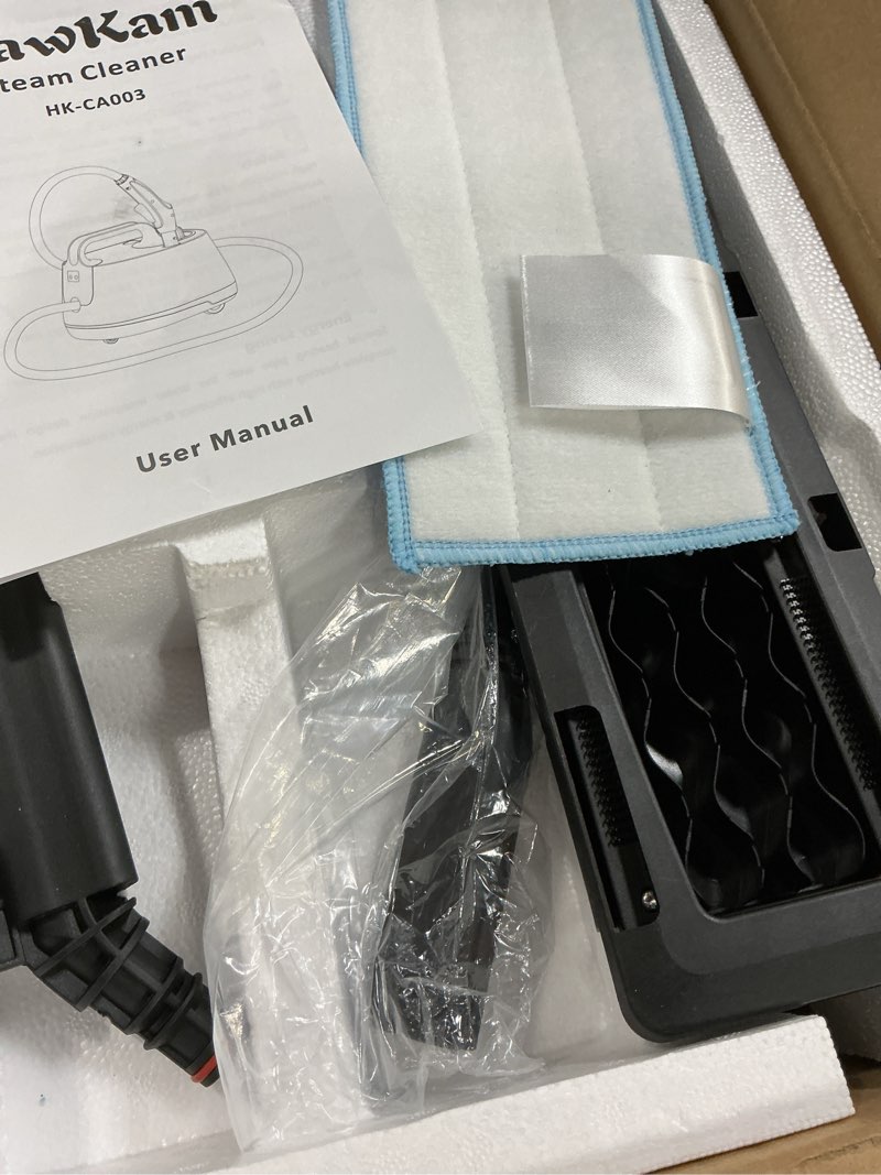 Condition photo showing As Is for Steam Cleaner for Home, 293°F 58 PSI Powerful Multipurpose Handheld Steam Mop, 21 Attachments, 50Oz Capacity, Heavy Duty Steamer for Carpets, Floors, Cars, Tiles, Crack Cleaning, Turquoise 1.5L Brown