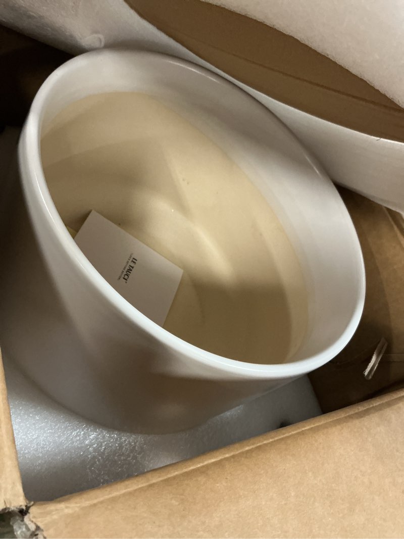 Condition photo showing Good Condition for le tauci 12 inch pots for plants, ceramic plant pots with drainage holes and saucers, elegant and durable large plant pot, perfect for home & office decor, white white 12 inch