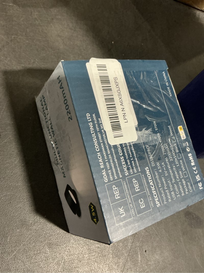 Condition photo showing New/Like New for LED Wall Sconce, Wall Mounted Lamp with Rechargeable Battery Operated USB Port 3 Color Temperature & 3 Brightness Level 360°Rotate Magnetic Ball, Cordless Light for Reading Study Bedside A-Black