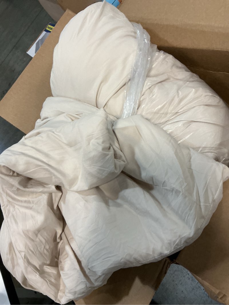 Condition photo showing As Is for MooMee Bedding Duvet Cover Set 100% Washed Cotton Linen Like Textured Breathable Durable Soft Comfy (Heathered Almond Milk Grey, Palatial King/Oversized King 120"x98")