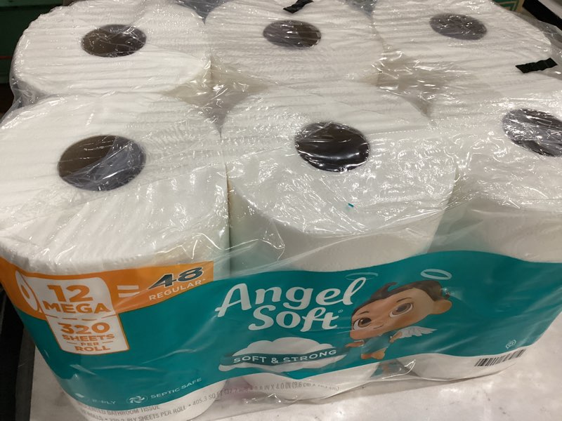 Condition photo showing Good Condition for angel soft toilet paper, 12 mega rolls = 48 regular rolls, soft and strong toilet tissue mega 320 sheet (pack of 12)