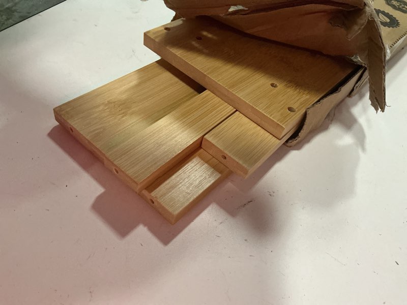 Condition photo showing Good Condition for iiioiiia bamboo over the stove spice shelf for kitchen, 31.5" spice rack organizer shelf with 6 hooks, 11.4" height extra storage countertop, easy to assemble 30" bamboo