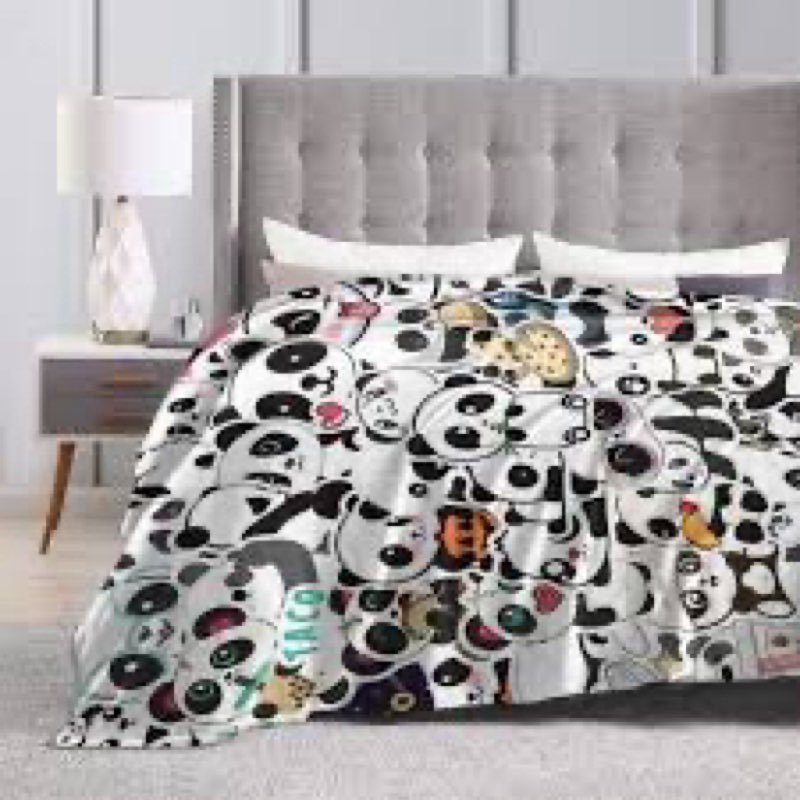 ainori Cute Panda Face Fleece Blanket - Lightweight Soft Cozy Gifts Throw for Animal Lovers,Kids,Wom