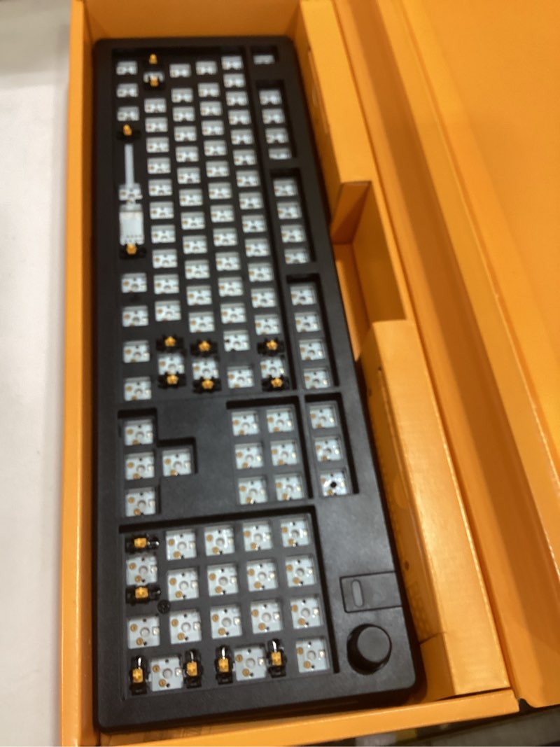 Condition photo showing As Is for glorious gaming - gmmk 3 barebones custom gaming keyboard kit with knob, 100% mechanical keyboard full size, modular gasket system, hotswappable mx, sound dampening foam, aluminum switch plate (black) black full size - gmmk 3